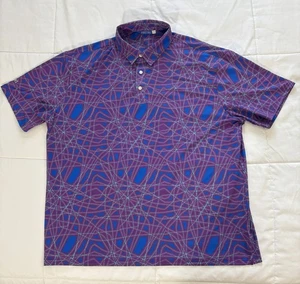 Hreski Golf Polo Shirt Men’s Size XXL 2XL Blue Purple Abstract Funky Polyester - Picture 1 of 10