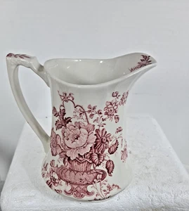 Alfred Meakin Staffordshire PINK RED CHARLOTTE Large Pitcher Jug England 7” - Picture 1 of 3