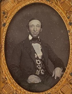 1/4 Teller Daguerreotypie von Rufus Anson 589 Broadway NY Gent in Blumenweste - Bild 1 von 10