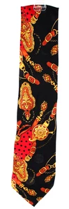 Corbata de cuello BIJAN negra y multicolor con hebilla y estampado abstracto de seda para hombre - Imagen 1 de 6