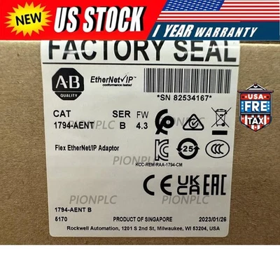 Allen-Bradley 1794-AENT New Flex I/O EtherNet/IP Adaptor AB 1794AENT US Free Tax - Image 1 of 4