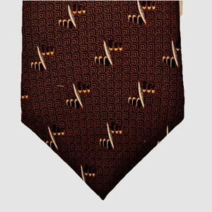 Bill Blass Black Label Herren Krawatte Jacquard Seide Gold Motiv auf Braun 4x57" EUC - Bild 1 von 10