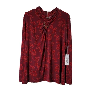 Liz Claiborne Women's 1X Long Sleeve With Gold Accent & Quarter Zip In Back NWT - Picture 1 of 5