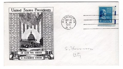 #808 EE Presidential Series 1941 James Monroe 5c FDC - #62 Aristocrats - Image 1 of 2