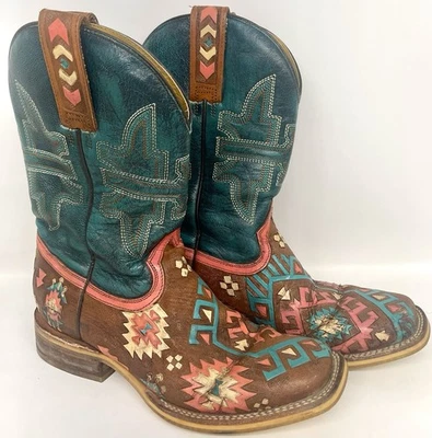 Rare Tin Haul Boots Western All Leather Upper Rubber Sole Women's Size 8 - Image 1 of 4