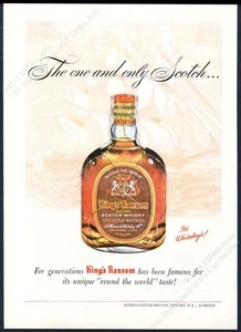 King's Ransom 1953 botella de whisky escocés cortabotellas barco arte vintage impresión anuncio - Imagen 1 de 1