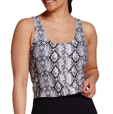 Camiseta sin mangas recortada con estampado de piel de serpiente DSG para mujer sujetador incorporado ropa deportiva talla pequeña Foto 1 de 4