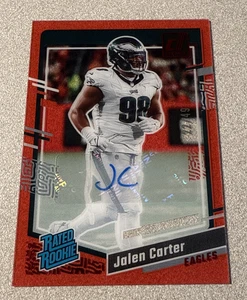2023 Panini Clearly Donruss RC Auto Red #64 Jalen Carter Eagles /49 - Picture 1 of 2