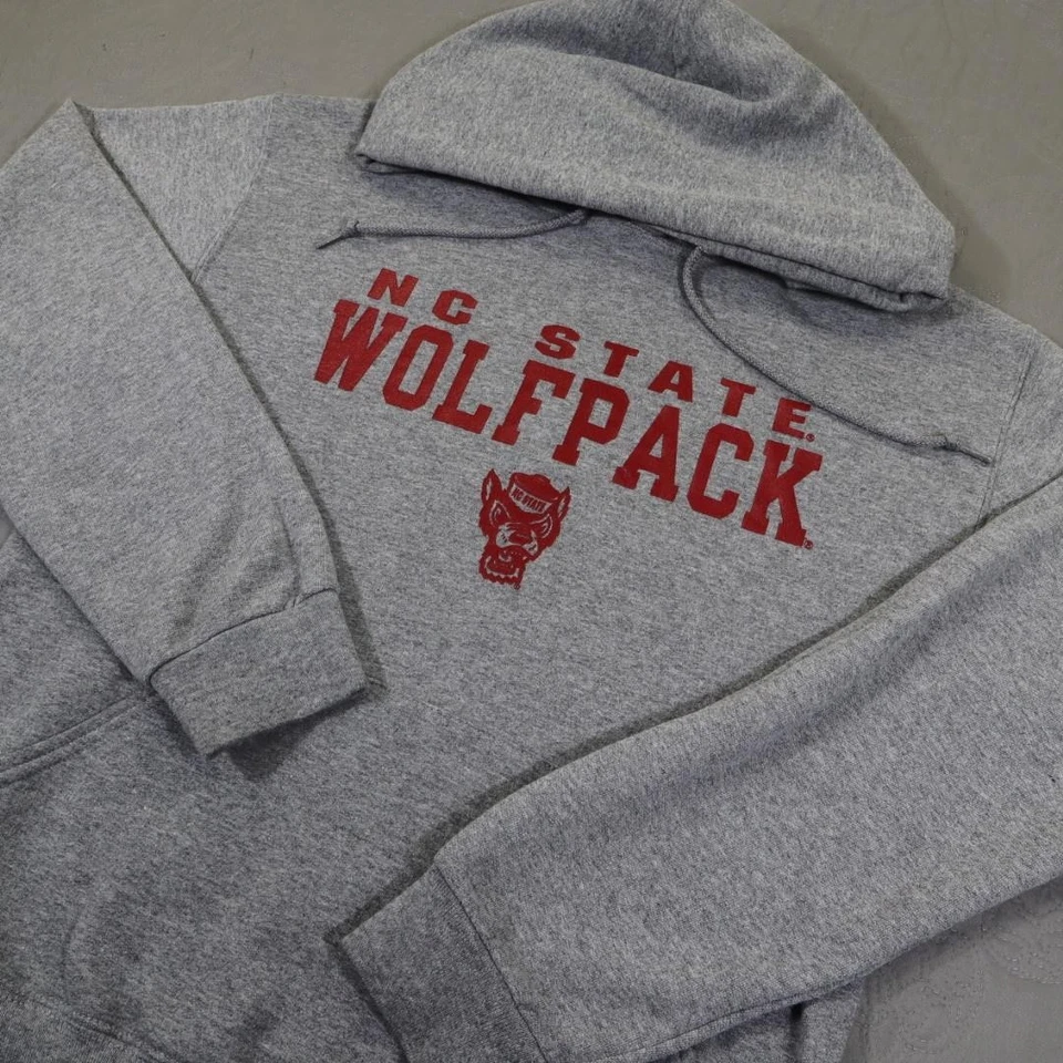 VTG NC State Wolfpack Hoodie Sweatshirt Mens S Gray Graphic NCAA College Jerzees - Image 1 of 4