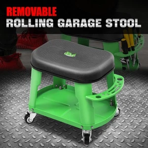 Mechanics Roller Work Stool Cushion Seat Chair Tool Storage Tray Auto Shop Green - Picture 1 of 7