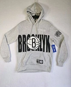 NWT NBA Brooklyn Nets Ultra Game Men's Basketball Pullover Gray Hoodie Sz Med - Picture 1 of 13