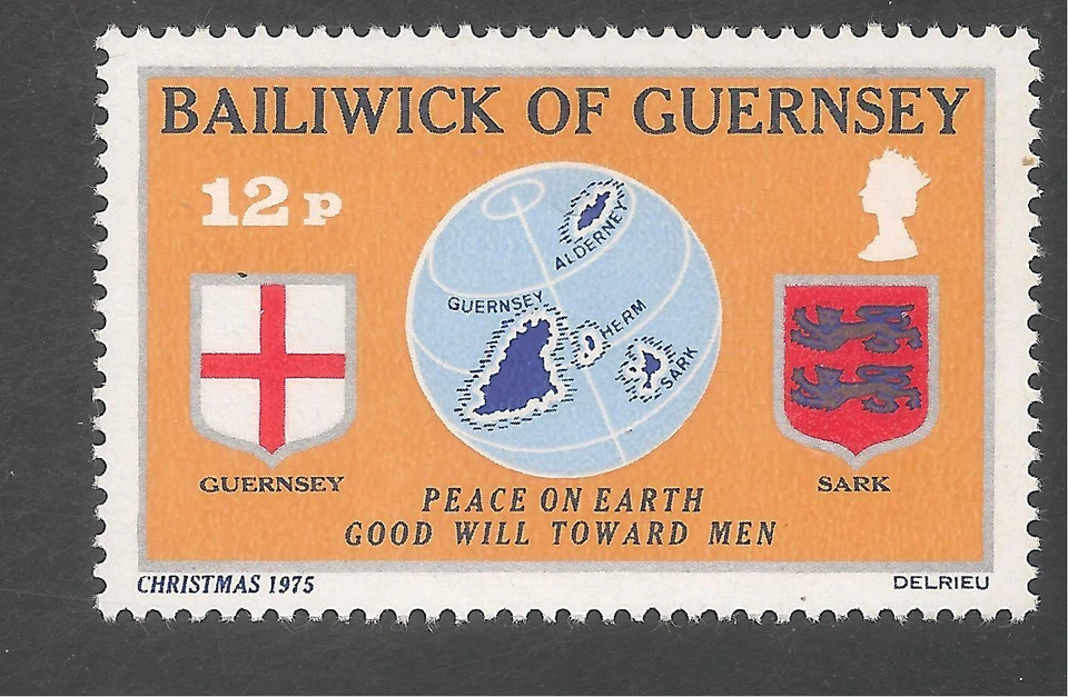 Guernsey #130 (A26) VF MNH - 1975 12p Flag & Arms and Map of Guernsey  - Image 1 of 1