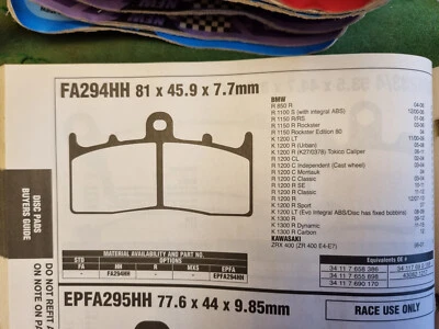 FA294 Pastillas Freno BMW R 850 R 1100 1150 1200 K 1200 1300  Foto 1 de 2