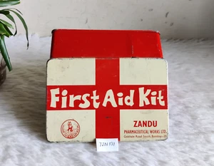 Kit de primeros auxilios vintage años 60 Zandu Pharmaceutical Ltd publicidad caja de lata TIN131 - Imagen 1 de 7
