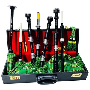 Great Highland black Bagpipe Rosewood Silver Mounts Irish Cover With Bag bagpipe - Picture 1 of 8