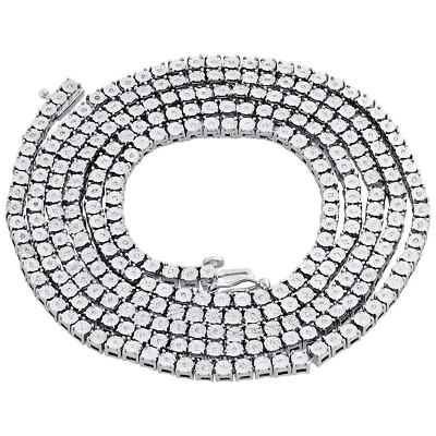 Collar de gargantilla de eslabones de diamantes genuinos para hombre de 1 fila de plata de ley de 22" 0,6 quilates Foto 1 de 4