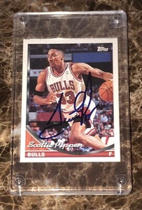 1993-94 Topps Scottie Pippen Chicago Bulls Autograph Card #92 Protective Cased - Picture 1 of 2