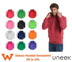 Uneek Men's Work Deluxe Hooded Contemporary Fit Sweatshirt Hoodie Size XS to 5XL - Picture 1 of 6
