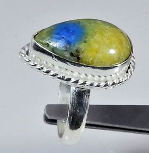 23Crt.Natural K2 Azurite Gemstone 925 Solid Sterling Silver Ring Size US 7