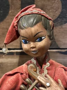 Vintage Mid Century Modern Tilso Pixie Elf Playing Harp Figurine - Picture 1 of 7