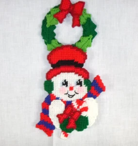 Manopola porta pupazzo di neve vintage punta ago in plastica decorazione 12" H - Foto 1 di 5
