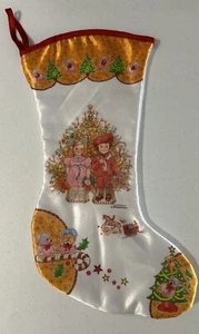 Vintage Giordano Arts Ltd Satin & Felt Christmas Stocking Victorian Design Toys - Picture 1 of 8