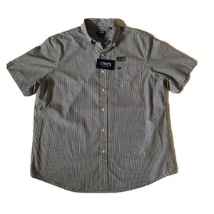 CHAPS Easy Care Men SZ XL NEW Black Stripe Short Sleeve Button Collar Shirt - Picture 1 of 3