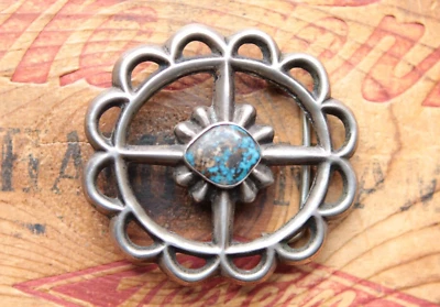 Hebilla de cinturón occidental turquesa hecha a mano de plata esterlina fundida vintage Foto 1 de 2