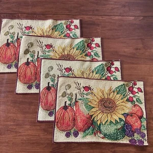 SET OF 4 TAPESTRY PLACE MATS Cherries Abundance Apples CHEF BIBB COLLECTION - Picture 1 of 8