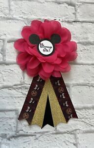 Pink / Gold /Black Minnie Mouse Birthday Corsage Pin,Minnie Mouse Birthday Badge