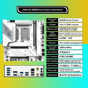 Placa madre Z890M Snow Dream Intel ATX DDR5 compatible con CPU ranura LGA1851, Win10 Win11 - Imagen 1 de 22