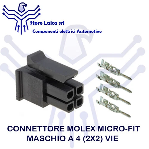 Kit Connecteur Molex Micro-Fit Mâle 4 Voies Complet Avec Terminaux Auto Moto - Photo 1/1
