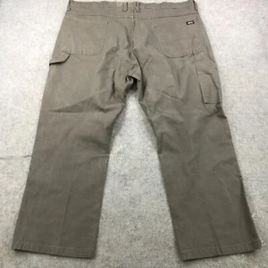Dickies Pants Mens 44x32 Green Carpenter Cargo Workwear Distressed Canvas - Picture 1 of 10