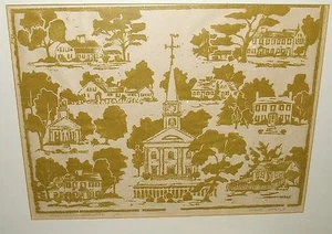 Nancy Arnold Silk Screen on Paper #1 of 20 HISTORIC Norwell MAssachusetts c1970s - Picture 1 of 7