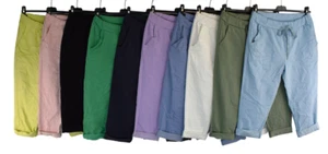 Pantalone magico donna elasticizzato 3/4 pieghe taglia unica comodo con tasche. - Foto 1 di 22