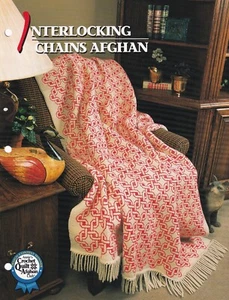 Annie's Crochet Afghan INTERLOCKING CHAINS AFGHAN Pattern Leaflet - Picture 1 of 2