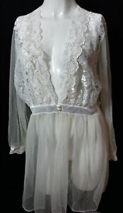 Cinema Etoile Womens Ruffle Dress Nightgown M Lingerie Lace Pearl Ivory Chemise 
