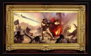 Print on Canvas of Oil Painting Arseni ~ BATTLE 12" X 5,7" NO FRAME UK - Picture 1 of 16