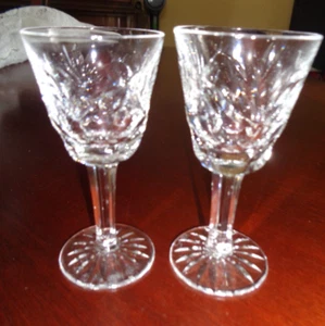 HÜBSCHES PAAR WATERFORD HANDGESCHLIFFENE KRISTALL CORDIAL GLÄSER - ASCHMUSTER - MUNDGEBLASEN - Bild 1 von 6