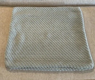 POTTERY BARN THROW PILLOW COVER Knit Textured 20"x20" Light Blue W/ Sage - Image 1 of 4