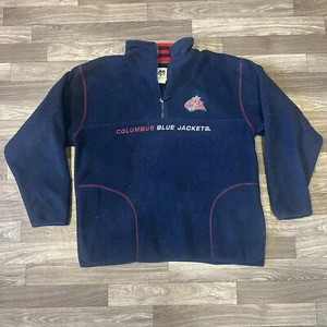 Vintage Lee Sport Columbus Blue Jackets 1/4 Fleece Sweatshirt Men’s Large Blue - Picture 1 of 8