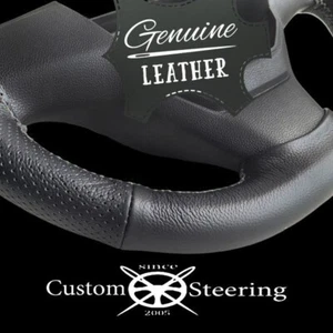 For CITROEN DISPATCH III Black Leather Steering Wheel Cover With Medium Grey St - Picture 1 of 7