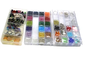 Lot Of 3 Bead & Craft Storage Boxes Organizers Includes Beads Jewelry Making - Picture 1 of 5