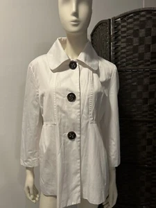 Colebrook white 3/4 sleeve lined button up light jacket size xl - Picture 1 of 12