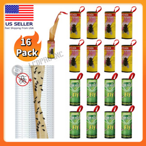 16 Rolls Fly Sticky Trap Paper Insect Bug Catcher Strip Fly Sticker Non Toxic US