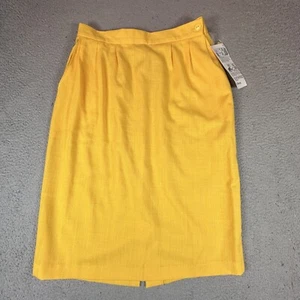 Worthington Essentials Womens Skirt 16 Yellow Pencil Midi Pockets Elastic Back - Picture 1 of 14