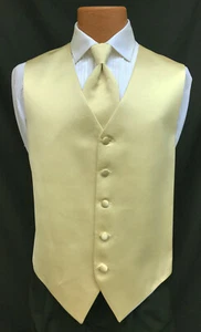 Men's Yellow Brandon Michaels Tuxedo Vest & Long Tie Fullback Wedding Groom M - Picture 1 of 4