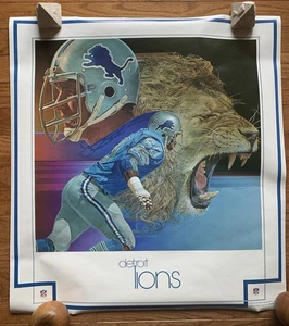 Póster clásico de los Detroit Lions 1979 DAMAC NFL equipo tema arte 23x25 Chuck Ren - Imagen 1 de 7