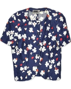 LUISA SPAGNOLI Camicia donna manica corta blusa IT 46 grande blu navy KT06 - Foto 1 di 3