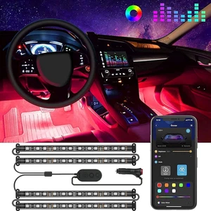 Striscia LED Auto Con APP, 4Pcs 22Cm Luci LED Interne per Auto Con 9 Colori Mult - Foto 1 di 12
